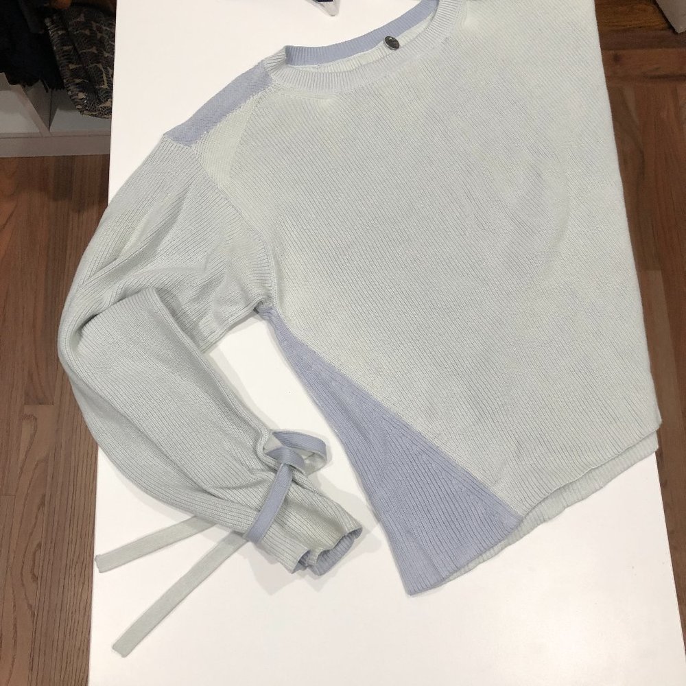 XS Margaret O’Leary Pastel Bell Sleeve Tie Sweater